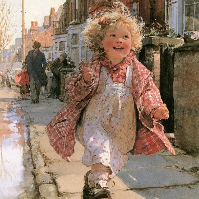 Shirley Hughes style, Midjourney V8.2, render 1 of 4