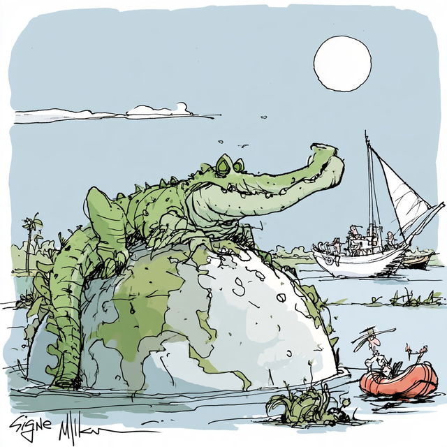 Signe Wilkinson style, Midjourney V8.2, render 2 of 4