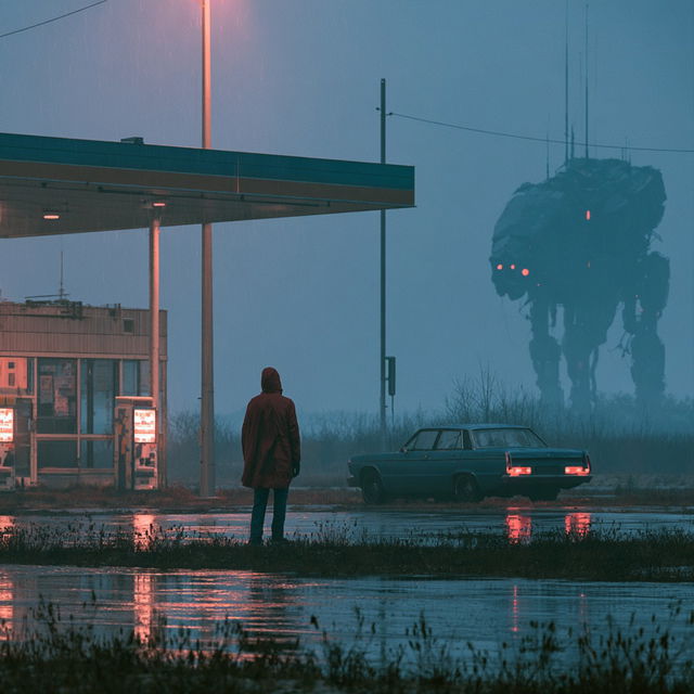 Simon Stalenhag style, Midjourney V8.2, render 2 of 4