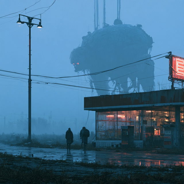 Simon Stalenhag style, Midjourney V8.2, render 1 of 4