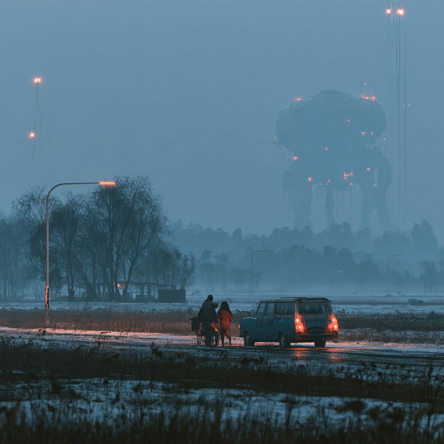 Simon Stalenhag style, Midjourney V8.2, render 4 of 4