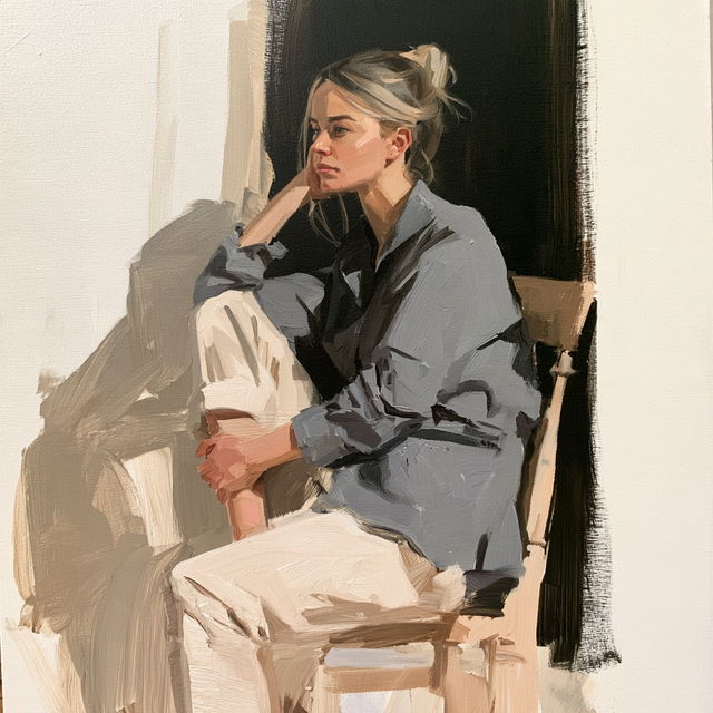 Sitting portrait style, Midjourney V8.2, render 3 of 4