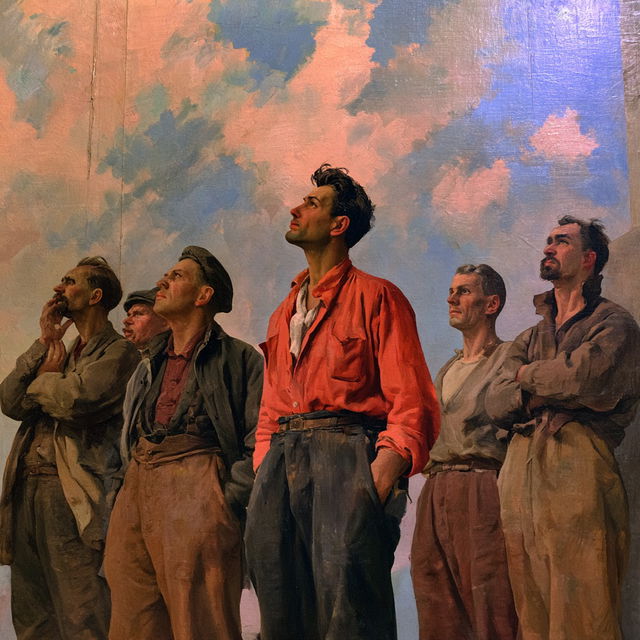 Socialist realism style, Midjourney V8.2, render 2 of 4