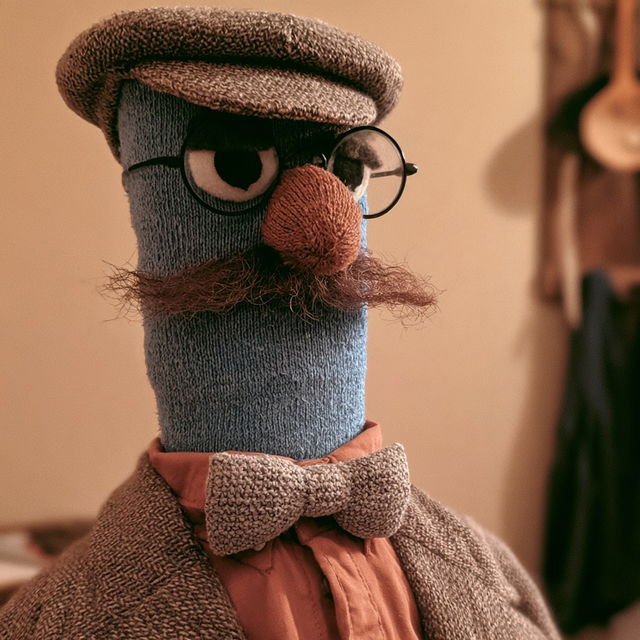 Sock puppet style style, Midjourney V8.2, render 2 of 4