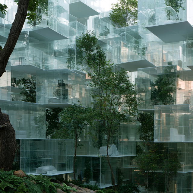 Sou Fujimoto style, Midjourney V8.2, render 1 of 4