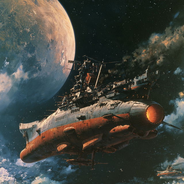 Space Battleship Yamato style, Midjourney V8.2, render 2 of 4