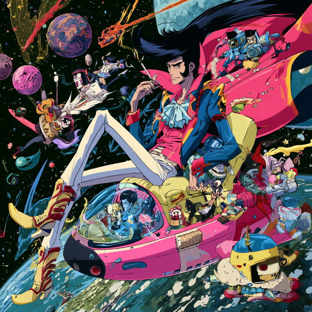 Space Dandy style, Midjourney V8.2, render 2 of 4