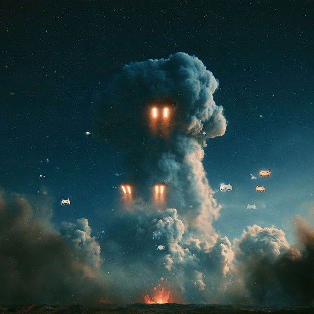 Space Invaders style, Midjourney V8.2, render 2 of 4