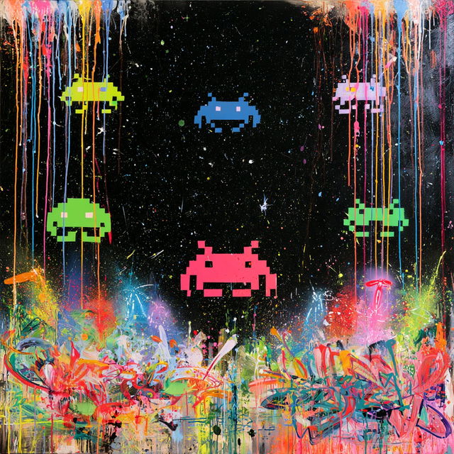 Space Invaders style, Midjourney V8.2, render 4 of 4