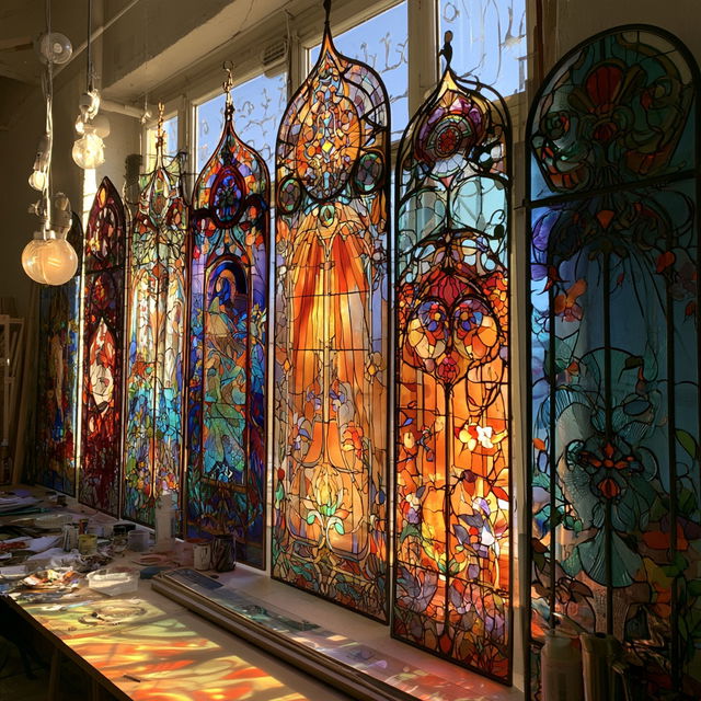 Stained glass style, Midjourney V8.2, render 3 of 4