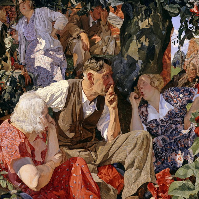 Stanley Spencer style, Midjourney V8.2, render 1 of 4