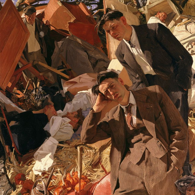 Stanley Spencer style, Midjourney V8.2, render 3 of 4