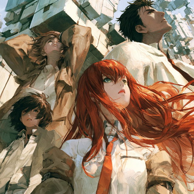 SteinsGate style, Midjourney V8.2, render 2 of 4