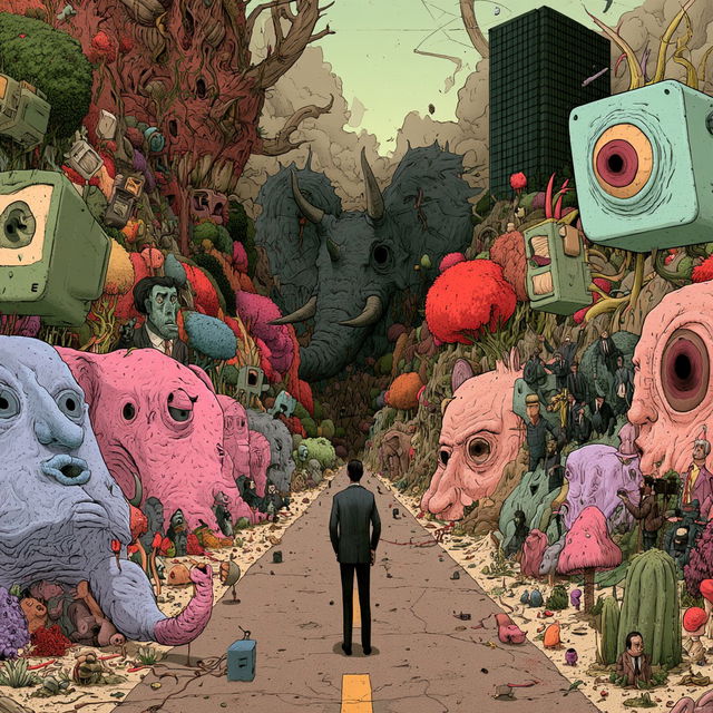 Steve Cutts style, Midjourney V8.2, render 2 of 4