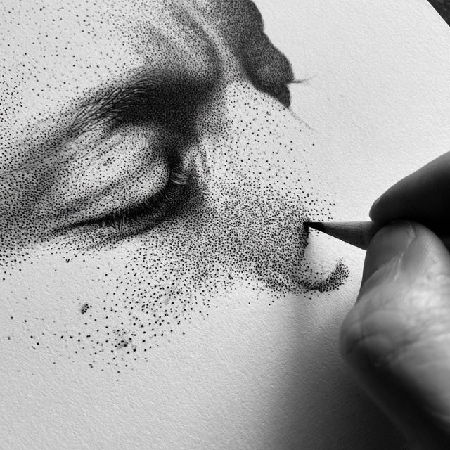 Stippling style, Midjourney V8.2, render 2 of 4