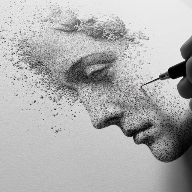 Stippling style, Midjourney V8.2, render 3 of 4
