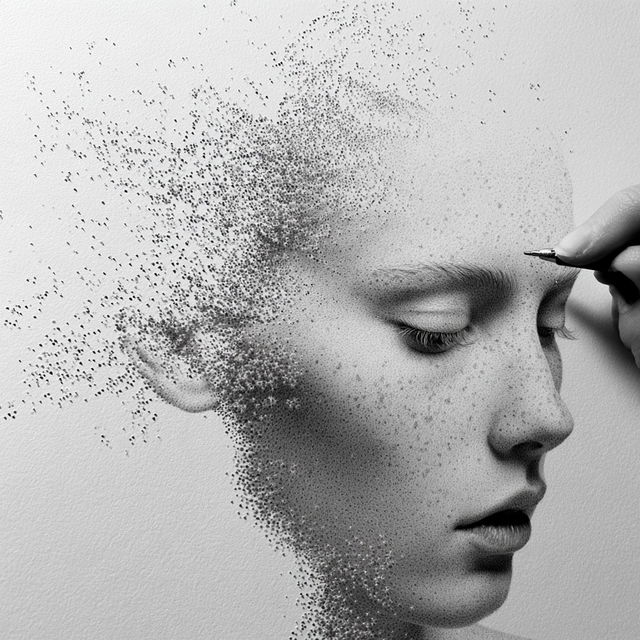 Stippling style, Midjourney V8.2, render 4 of 4