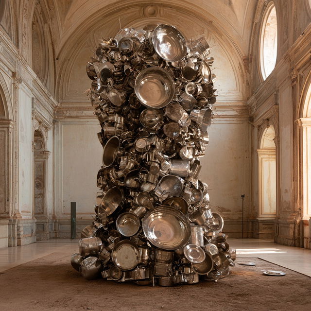 Subodh Gupta style, Midjourney V8.2, render 2 of 4