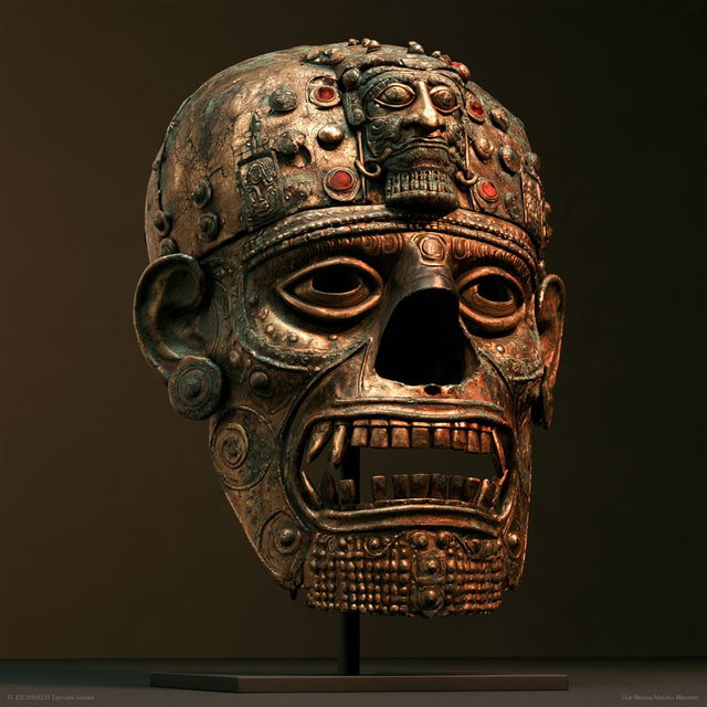 Sumerian death mask style, Midjourney V8.2, render 1 of 4