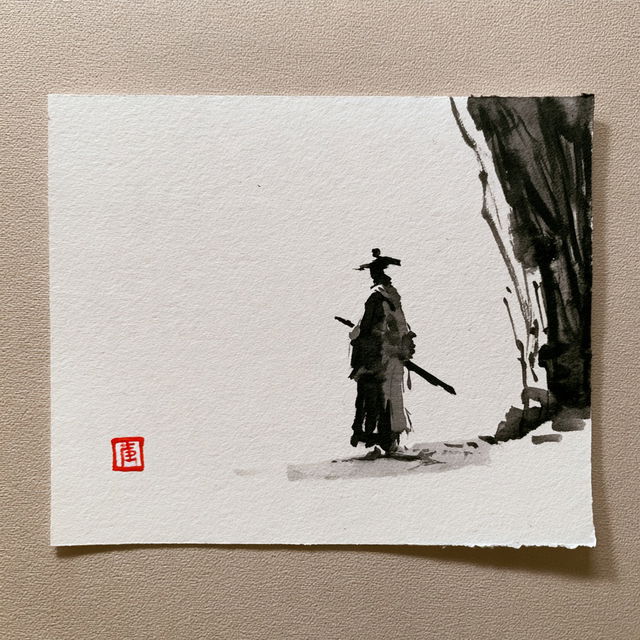 Sumi-e drawing style, Midjourney V8.2, render 3 of 4