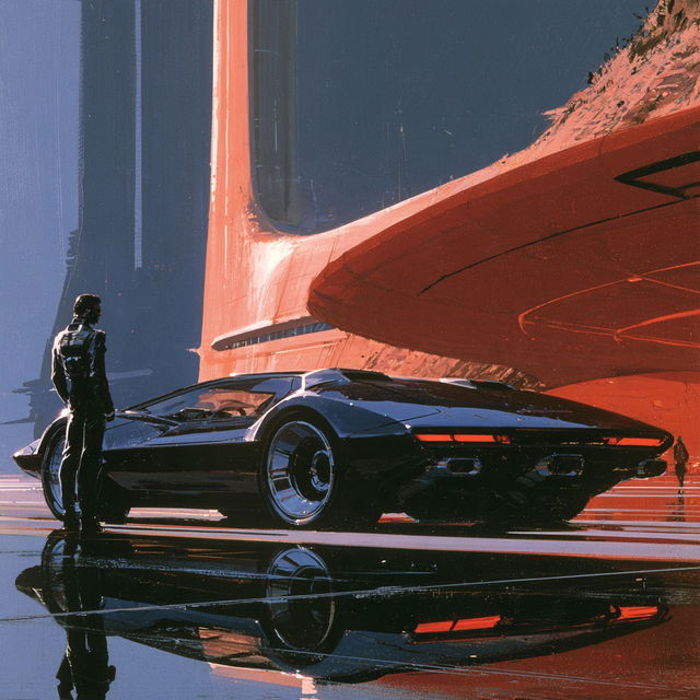 Syd Mead style, Midjourney V8.2, render 1 of 4