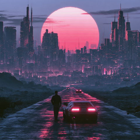 Synthwave style (Genres), Midjourney V8.2