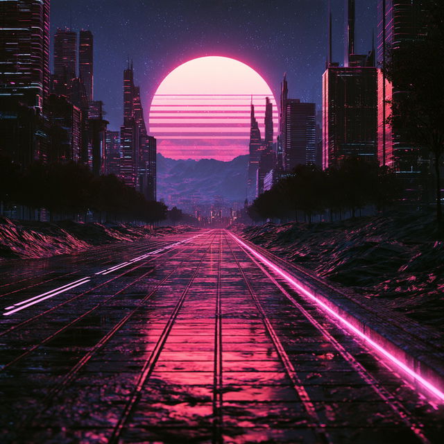 Synthwave style, Midjourney V8.2, render 1 of 4