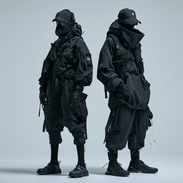 Techwear fashion style, Midjourney V8.2, render 2 of 4