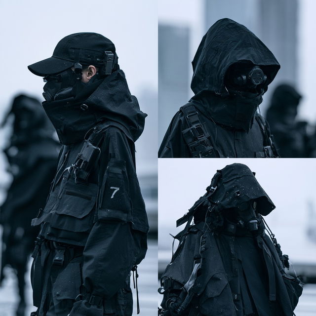 Techwear fashion style, Midjourney V8.2, render 4 of 4