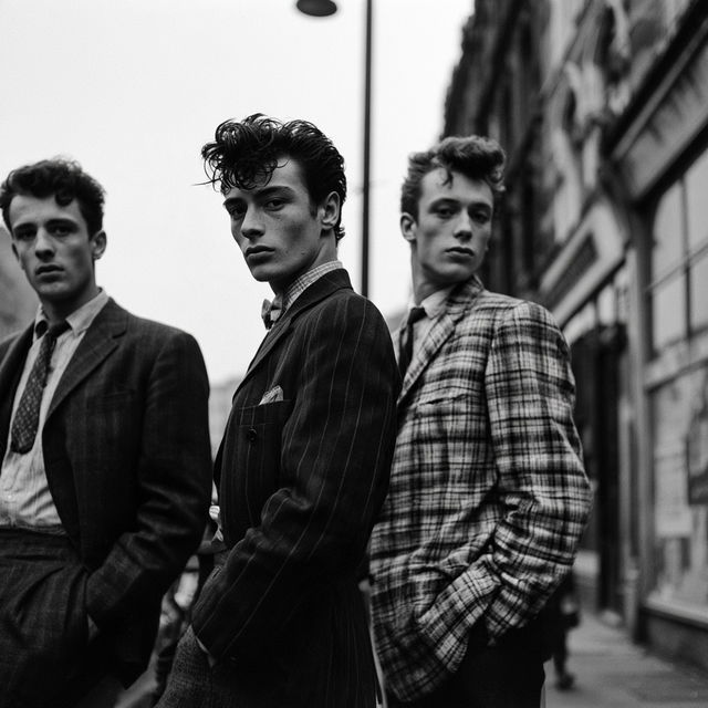 Teddy Boys fashion style, Midjourney V8.2, render 2 of 4