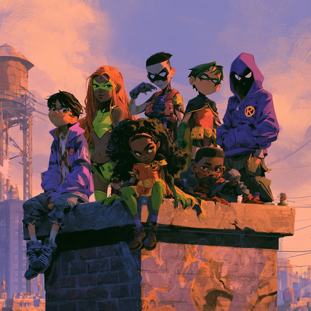 Teen Titans style, Midjourney V8.2, render 2 of 4