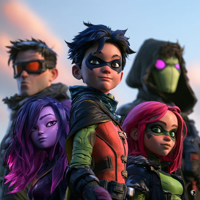 Teen Titans style, Midjourney V8.2, render 1 of 4
