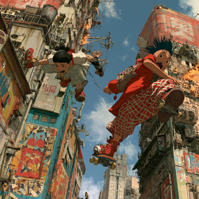 Tekkonkinkreet style, Midjourney V8.2, render 1 of 4