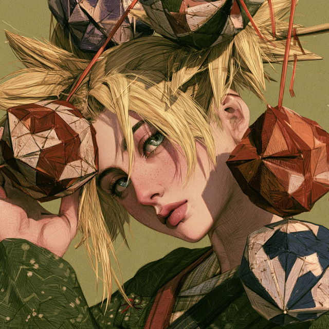 Temari style, Midjourney V8.2, render 1 of 4