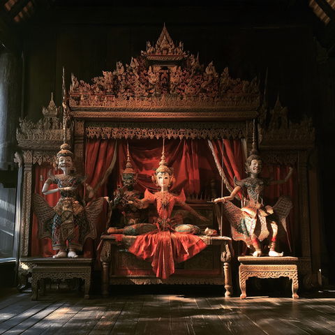 Thai puppet theater style (Techniques), Midjourney V8.2