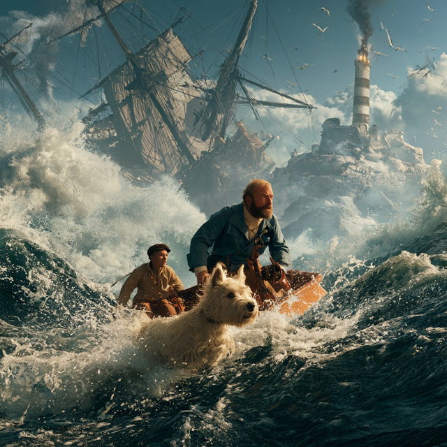 The Adventures of Tintin style, Midjourney V8.2, render 3 of 4