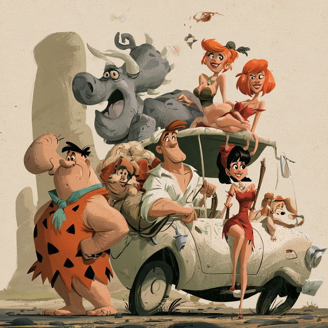 The Flintstones style, Midjourney V8.2, render 1 of 4