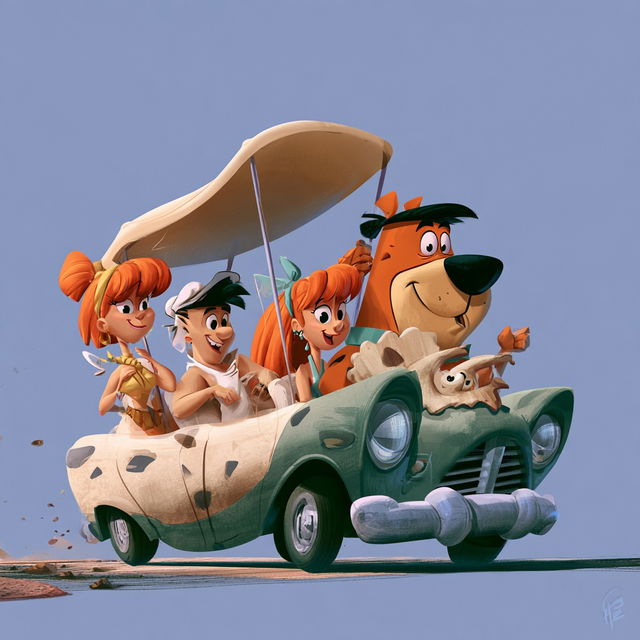 The Flintstones style, Midjourney V8.2, render 4 of 4