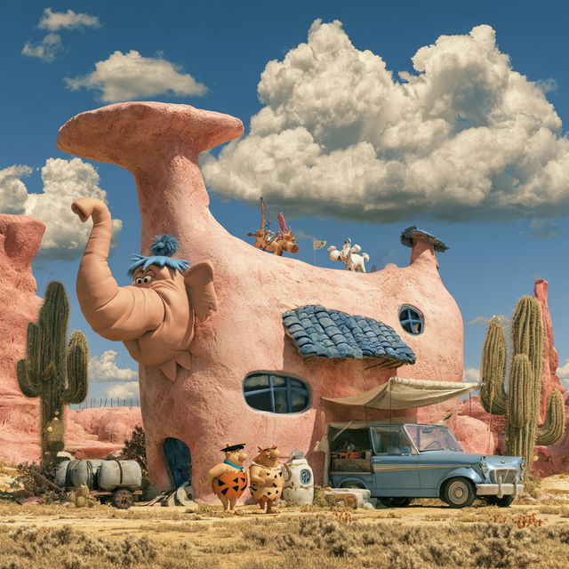 The Flintstones style, Midjourney V8.2, render 3 of 4