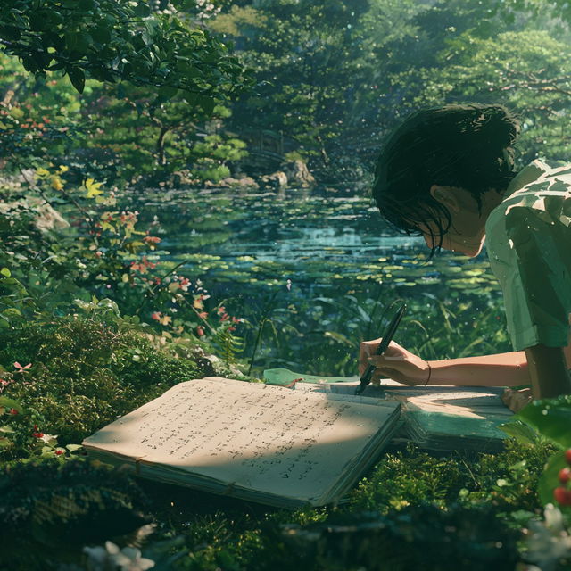 The Garden of Words style, Midjourney V8.2, render 1 of 4