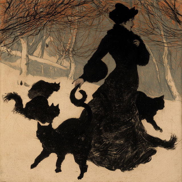 Theophile Steinlen style, Midjourney V8.2, render 3 of 4