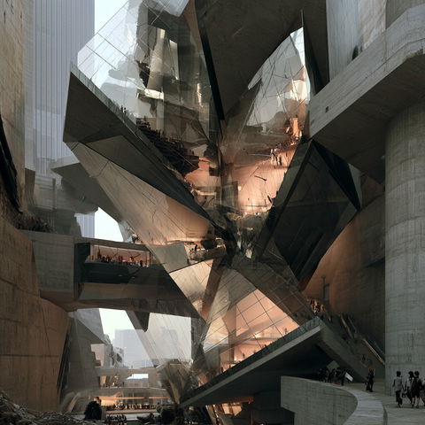 Thom Mayne style (Architects), Midjourney V8.2