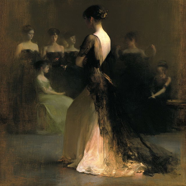 Thomas Dewing style, Midjourney V8.2, render 1 of 4