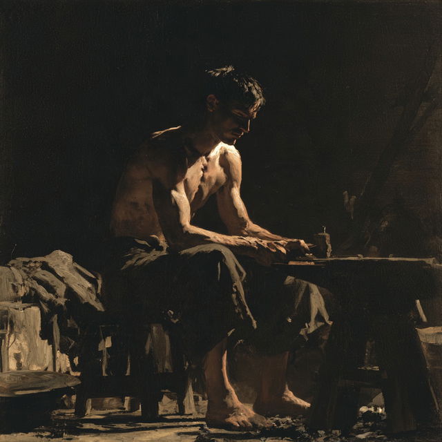 Thomas Eakins style, Midjourney V8.2, render 3 of 4
