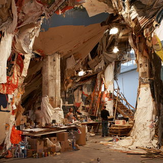 Thomas Hirschhorn style, Midjourney V8.2, render 4 of 4
