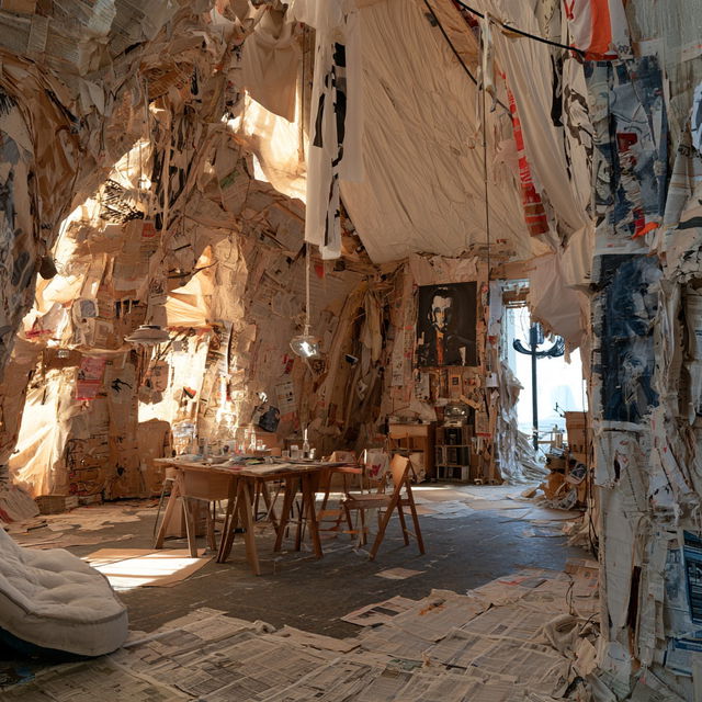 Thomas Hirschhorn style, Midjourney V8.2, render 3 of 4
