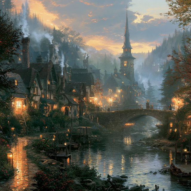 Thomas Kinkade style, Midjourney V8.2, render 2 of 4
