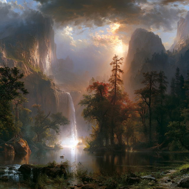 Thomas Moran style, Midjourney V8.2, render 4 of 4