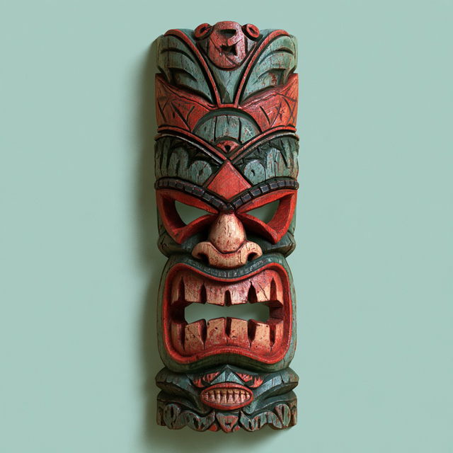 Tiki mask style, Midjourney V8.2, render 2 of 4