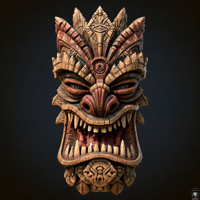 Tiki mask style, Midjourney V8.2, render 4 of 4